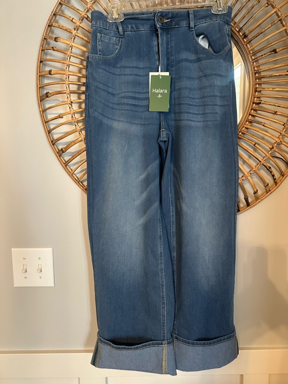 HALARA Wide-Leg High-Rise Blue Denim Jeans - Picture 3 of 3